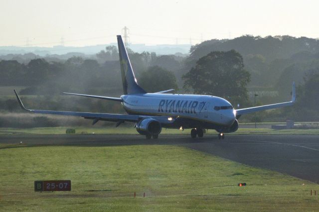 Boeing 737-800 (EI-DLW) - Ryanair - B737-8AS (EI-DLW) 08.41 hrs arriving at NCL ex ALC. Taxiing to "stand" for its "turnaround" & return to ALC. (Photo from international departures lounge 09 Oct 2022)
