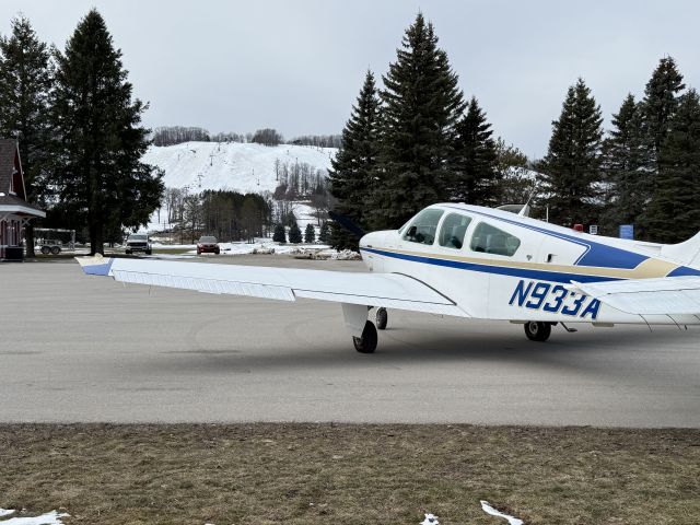Beechcraft Bonanza (33) (N933A) - Northern Michigan with slopes of snow