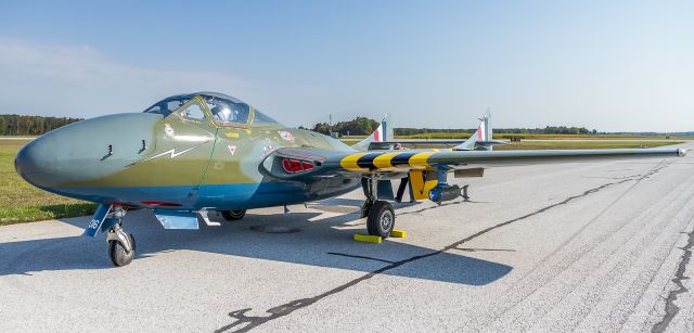 F+W EMMEN Vampire (N593RH) - On static display prior to performance at Airshow London 2017