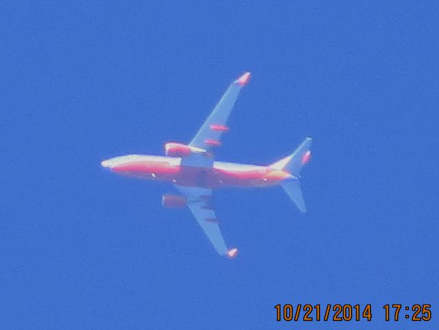 Boeing 737-700 (N939WN) - Southwest Airlines flight 3679 from ATL to DEN over Baxter Springs Kansas (78KS) at 38,000 feet.