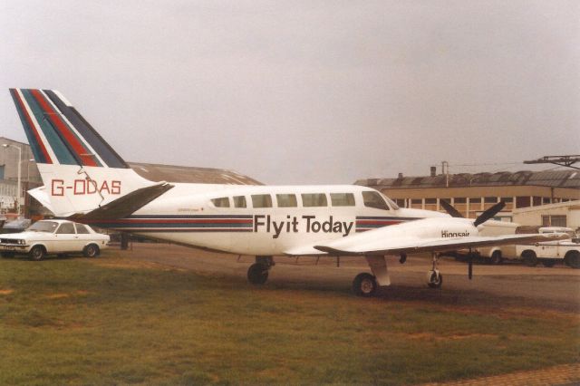 Cessna 404 Titan (G-ODAS) - Seen here in May-84.br /br /Reregistered G-HIGS 28-Jun-84,br /then G-ZAPB 2-Jun-89,br /then N80BS 12-Nov-92.