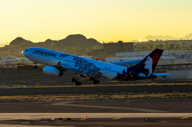 Airbus A330-200 (N391HA) - Hawaiian Airlines A330-200 taking off from PHX on 11/9/22. Taken with a Canon R7 and Tamron 70-200 G2 lens.