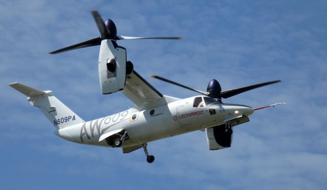 Bell BA-609 (N609PA) - A moment before touching down at the Leonardo Helo facility is this is 2016 AgustaWestland Tiltrotor Aircraft AW609 in the Spring of 2020.