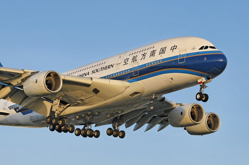 B-6137 — - A China Southern Airlines operated Airbus A380-841 super jumbo seconds from touch down at the Los Angeles International Airport, LAX, in Westchester, Los Angeles, California