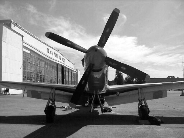 North American P-51 Mustang (N251MX) - Betty Jane in front of the old Naval Air Station Wildwood hangar