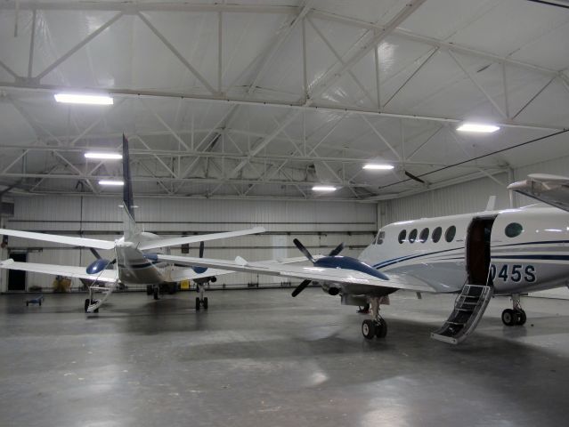 Beechcraft King Air 100 (N6045S) - 2 King Air B100s in in hangar.