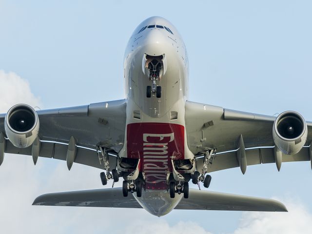 Airbus A380-800 (A6-EEE) - Runway 23R departure.