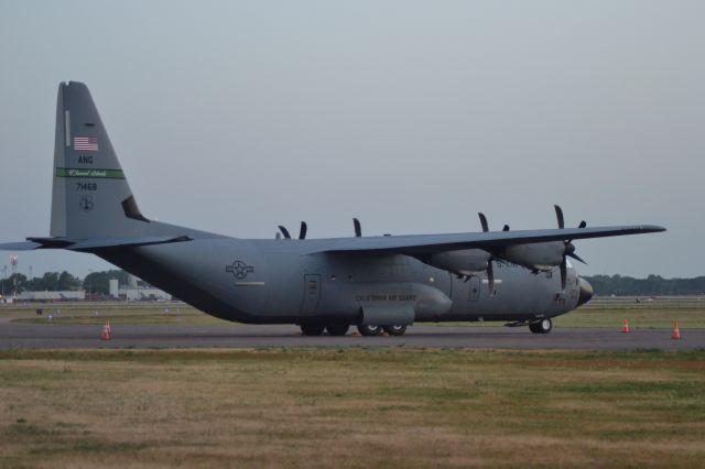 Lockheed C-130 Hercules (N71468) - C-130 of the California ANG sitting on the tarmac in Sioux Falls