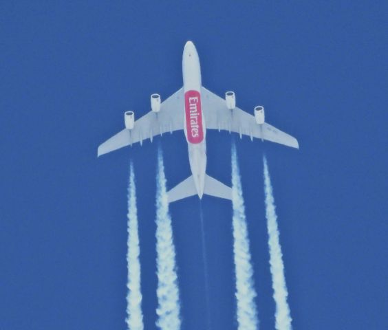 Airbus A380-800 (215) - Flying directly overhead Carson City, NV