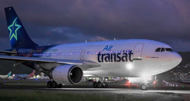 Airbus A310 (C-GTSH) - Ait Transat departing St Maarten at sunset