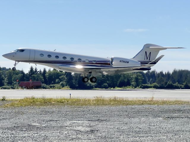 Gulfstream Aerospace Gulfstream G650 (N786DM) - N786DM rotating out of SIT, bound for JNU. 7/19/25