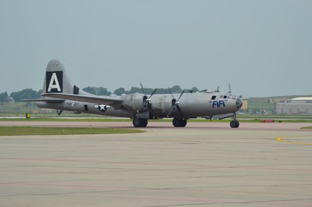 Boeing B-29 Superfortress (N529B) - N529B Boeing Super Fortress "FiFi" taxiing to Runway 21 in Sioux Falls SD on 08-14-2013