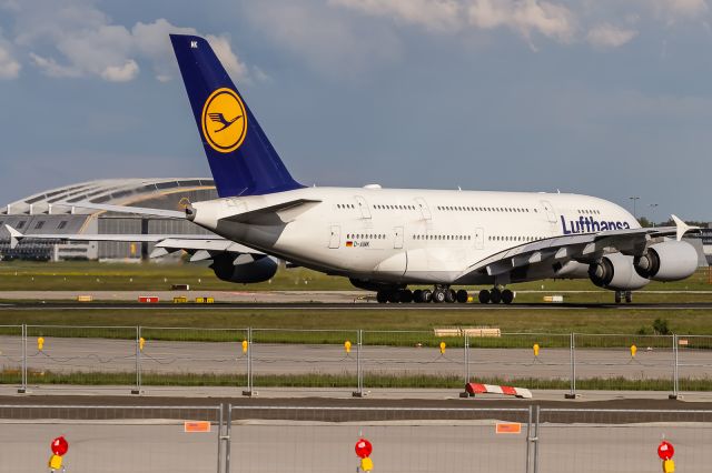 Airbus A380-800 (D-AIMK) - D-AIMK Lufthansa Airbus A380-841 lining down after rejected take off to Shanghai PuDong( PVG / ZSPD) @ Frankfurt - Rhein-Main International (FRA / EDDF) / 13.05.2017