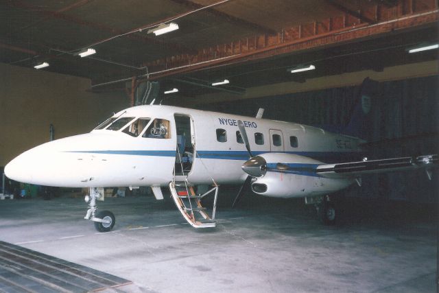 Embraer EMB-110 Bandeirante (SE-KEL) - Seen here in Jun-92.br /br /Reregistered ZK-ECM 22-Jul-94,br /then N135EM 7-Jul-04,br /then C-FPCX 9-Aug-04,br /then C-GBYL 16-Jun-06,br /then N383AK 23-Oct-10,br /then ZS-CSI 8-Oct-13,br /then 9J-CSI in Jun-16,br /then reverted back to ZS-CSI.