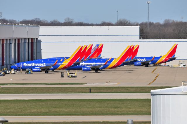 Boeing 737-700 — - 9 of the 20 or so SWA 737's stored at IND because of Corona Virus