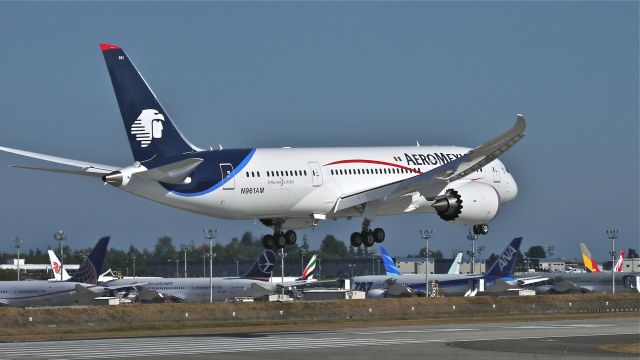 Boeing 787-8 (N961AM) - BOE561 on final to Rwy 16R to complete its maiden flight on 7.21.13. (LN:115 cn 35306).