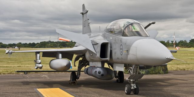 Saab JAS39 Gripen (827) - Swedish Air Force Saab JAS39D Gripen on static display at RIAT RAF Fairford - 16th Jult 2017.