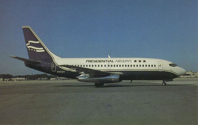 Boeing 737-200 (N303XV) - scanned from postcardbr /presidential airways