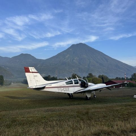 Beechcraft 55 Baron (TG-CST) - Landing strip in Lake Atitlan, Guatemala.