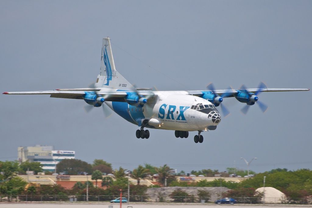 Antonov An-12 (UK-12002) - SRX Group (Avialeasing) UK12002 (Uzbekistan) Antonov An-12BP landing at KMIA on 04/25/2010