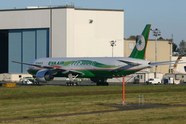 BOEING 777-300 (B-16701) - KPAE - July 2005 shows the brand new 777-300ER for EVA Air on the ramp at Boeing Everett.