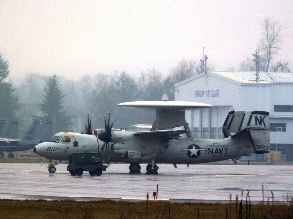 Grumman E-2 Hawkeye (N5823) - Just another rainy day at PDX.