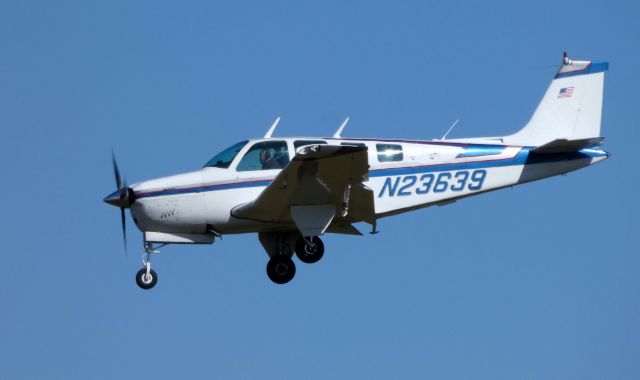 Beechcraft Bonanza (36) (N23639) - On final is this 1978 Beechcraft Bonanza 36 in the Autumn of 2019.