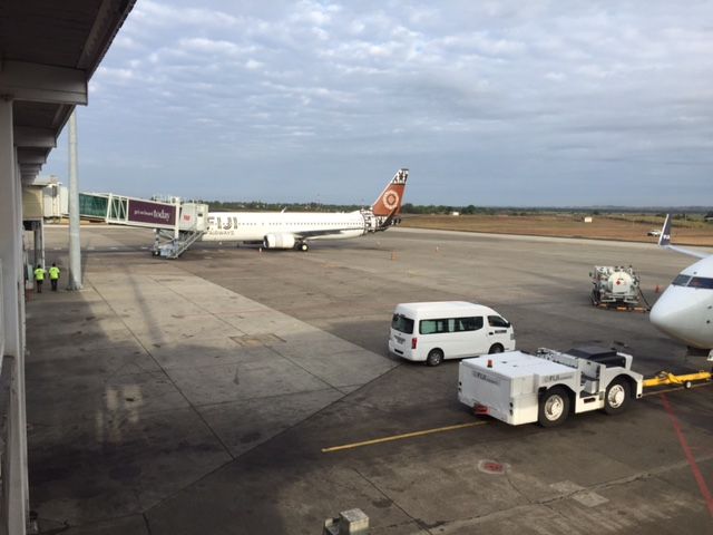 Boeing 737-800 (DQ-FJM) - ANOTHER SHOT OF THE DEPARTURE OF DQ-FJN you can see the nose our flight FJ911 to YSSY and DQ - FJM at gate 4 departure for Brisbane from Nadi Airport 2016