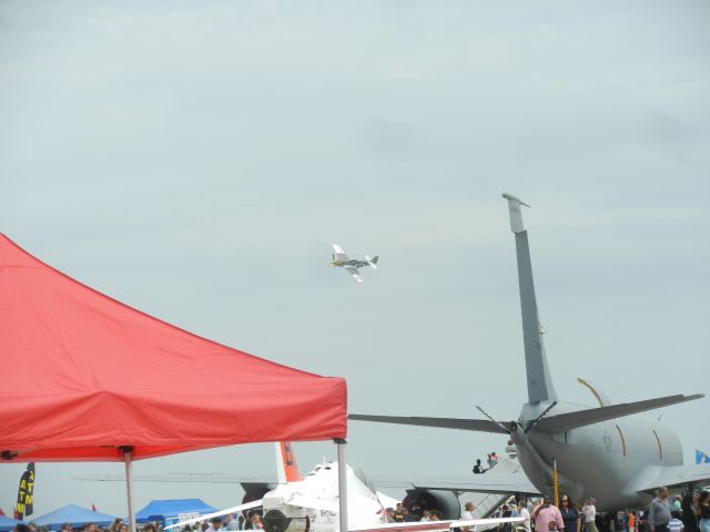 North American P-51 Mustang (N51JB) - P-51 Mustang "Bald Eagle" Is Doing A Flyby, In The Background Is A T-45 Goshawk And A KC-135 Stratotanker, Taken At The Andrews Airshow 2019 "Legends In Flight"