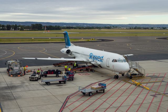 Fokker 100 (VH-FNY) - Virgin Australia flight in a Fokker 100, still painted in Skywest livery