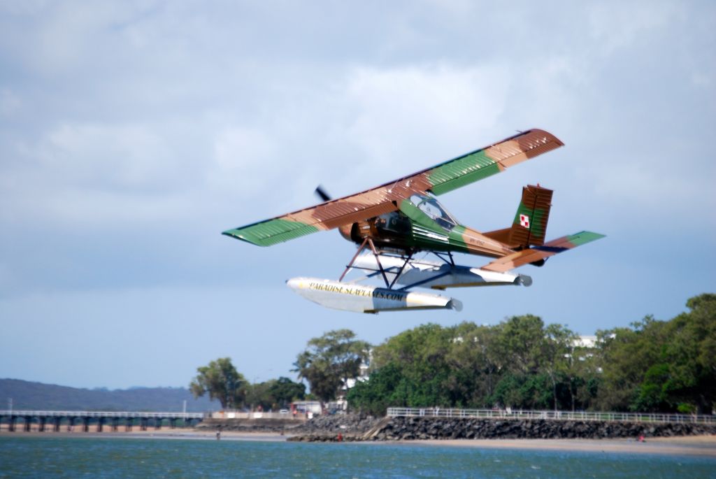 VH-PSZ — - PZL 104 Wilga gets airborne from Hervey Bay, Qld. Australia