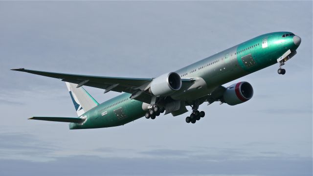 BOEING 777-300 (B-KQN) - BOE245 makes a missed approach to Rwy 16R during its maiden flight on 5/21/14. (LN:1209 / cn 41761).