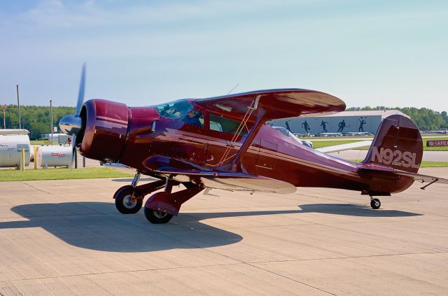 Beechcraft Staggerwing (N92SL) - Taxiing to parking at KLNN