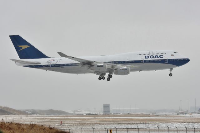 Boeing 747-400 (G-BYGC) - BOAC Retrojet on it's first arrival to ORD 02/20/2019 10-C