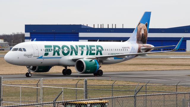 Airbus A320neo (N391FR) - A Frontier A320NEO arriving from Orlando into a much gloomier and colder NJ.