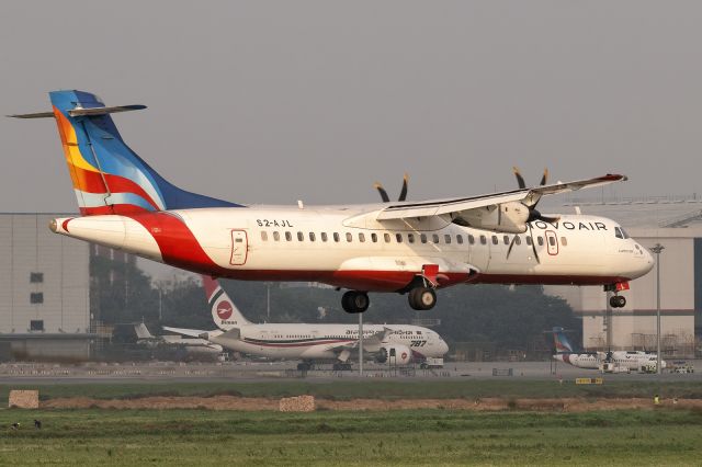 Aerospatiale ATR-72-500 (S2-AJL) - 24th April, 2025: Another one bites the dust: fourth of Bangladesh's privately held airline has stopped operating as of 2nd May, 2025. Seen here is one of their ATRs about to touch down on rwy 14 at Dhaka's Zia International Airport a week before their demise. 