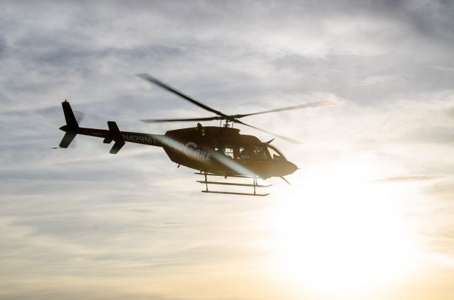 Bell 407 (N429MT) - Aerocare 6 lifting off from Pecos Municipal Airport after receiving a patient from Pecos EMS