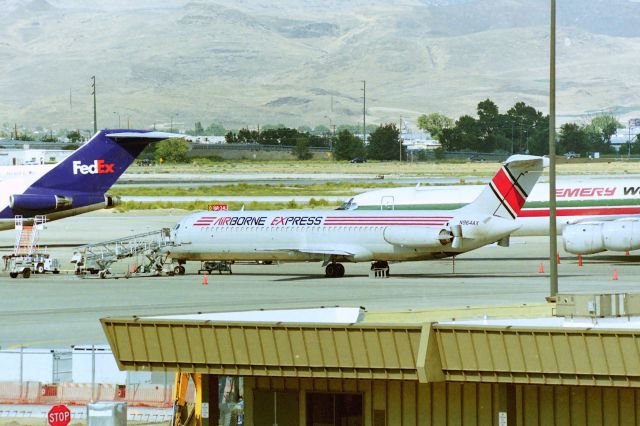 McDonnell Douglas DC-9-40 (N964AX) - KRNO - back when Gman was still in the Air Force, I was sneaking around "his airport" and caught the Freighter ramp full complete with a DC-9-41 Airborne Express on the slot. I was always looking for the FedEX 727s here but this mini freight was a cool capture - and then off to Hot August Nights 1999.