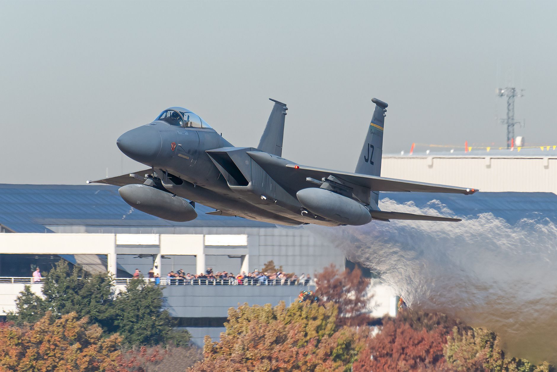 McDonnell Douglas F-15 Eagle — - The usual drone of CFM56 engines at Dallas Love Field was drowned out by the thunder of 6 Pratt & Whitney F100s this morning. The Bayou Militia of the Lousiana ANG were headed home after a two night stay in Dallas. The F-15C Eagles, callsign VOODOO, were cleared to NAS JRB New Orleans with an unrestricted climb to 17,500 feet. Needless to say, they didn't waste the opportunity to put on a great show!