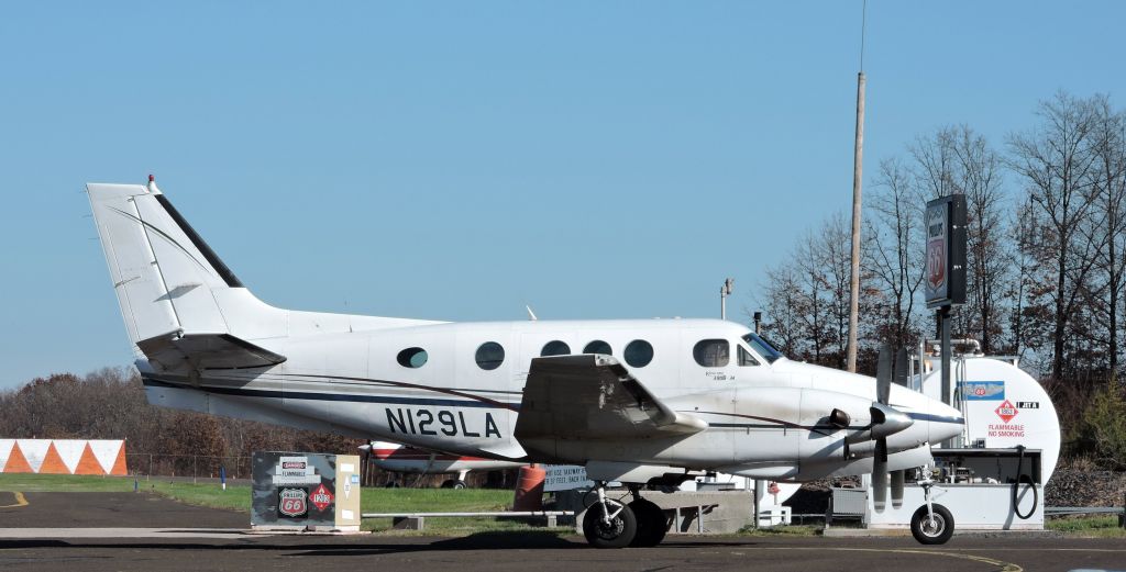 Beechcraft King Air 90 (N129LA) - Shown here in the Autumn of 2015 is this twin engine King Air A90 awaiting its next shuttle to the sky for a lot of happy skydivers.