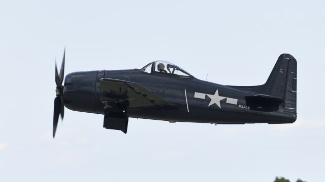 Grumman G-58 Bearcat (N2209) - Performing a flyby during the Saturday Airshow during AirVenture 2023.