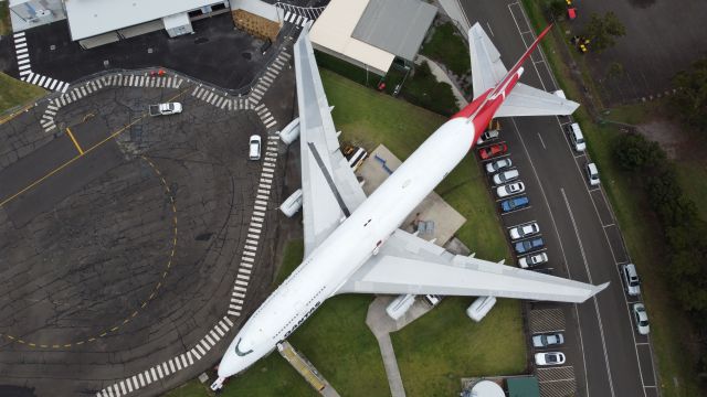 Boeing 747-400 (VH-OJA) - Mini 2 (<249g) taken with permission and under supervision of HARS volunteers/staff no activity in immediate vicinity at time of flight, flight duration <90 seconds