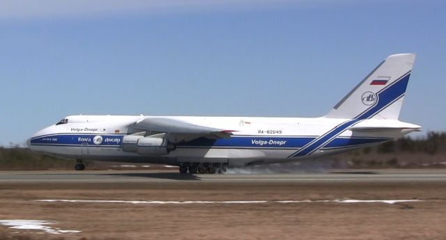 Antonov An-124 Ruslan (RA-82045) - Antonov 124 Ruslan touching down at Gander International.