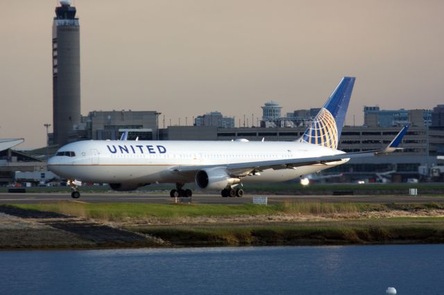 BOEING 767-300 (N673UA) - United B767-300 departing BOS with the Anaheim Angels who played the Red Sox. 