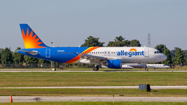 Airbus A320 (N262NV) - allegiant A320 taxing towards it's gate at KSBN.