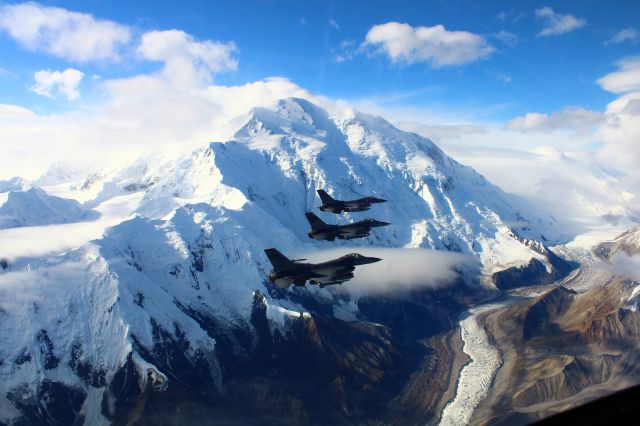 — — - F-16s over Denali