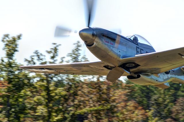 North American P-51 Mustang (N210D) - P-51 "Sarah Jean" takes off at Greg Koontzs airstrip.