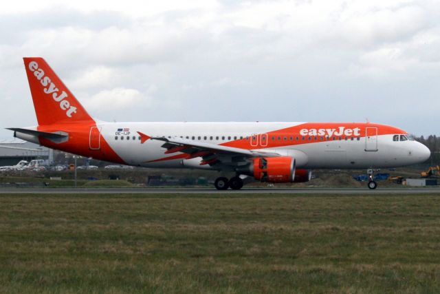 Airbus A320 (OE-IJP) - Landing on rwy 08 on 29-Mar-18 operating flight EZY2016 from LPFR.