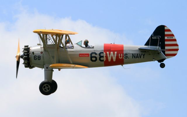 N68W — - Boeing B75N1 flying over Lebanon, Tennessee. This aircraft was built in 1941.