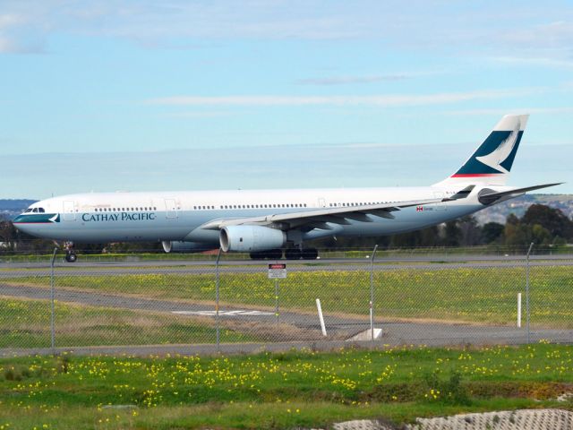 Airbus A330-300 (B-LAJ) - Rolling for take off on runway 05, for flight home to Hong Kong via Melbourne. Thursday 12th July 2012.